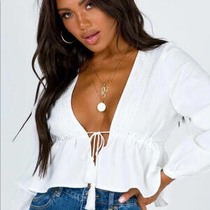 New* Princess‎ Polly White Crochet accent Top